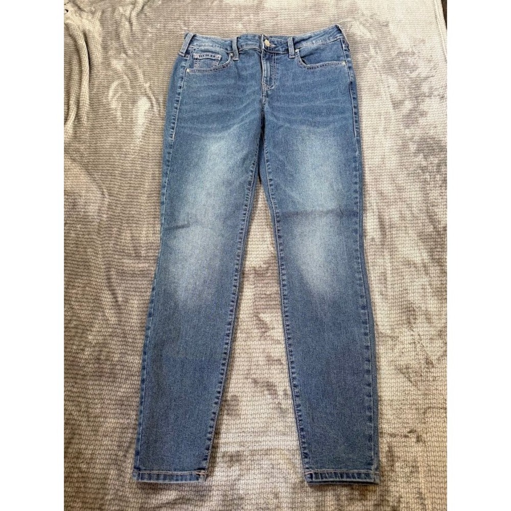 True Religion Jennie Curvy Mid‎ Rise Super Skinny Jeans Blue Sequin 29X28